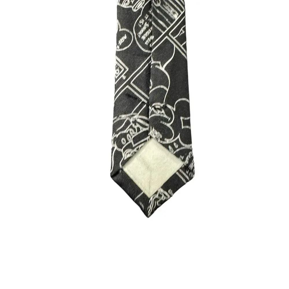 Disney Balancine Tie Works Mickey Mouse Comic Strip Black White Necktie Silk